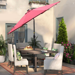 9ft Solar LED Patio Umbrella – Outdoor Market Umbrella with 32 LED Lights, Tilt & Crank