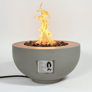 Outdoor Round Propane Fire Pit Table 28-inch,40,000 BTU Fire Pit Bowl,Light Concrete Propane Fire Pit with Free Lava Rocks,Rain Cover and Burner Lid,for Outside Patio,Garden,Deck,Light Gray