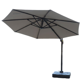 11ft Cantilever Patio Umbrella with Base – Outdoor Offset Market Umbrella with Crank Lift (Beige)