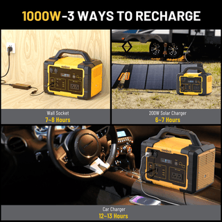 1000W Portable Power Station 1024Wh Solar Generator with AC Outlets for Home Backup, Camping & Emergencies