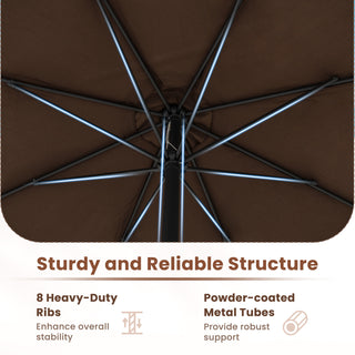 12 FT Patio Umbrella with Crank Handle & 8 Sturdy Ribs – Durable Outdoor Market Umbrella for Patio, Garden & Backyard