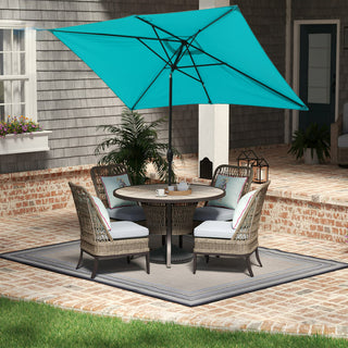 10' x 6'5 Rectangular Outdoor Market Umbrella – Light Blue Patio Shade with Crank & Tilt