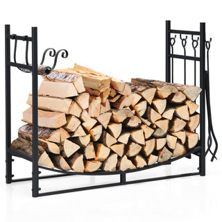 30/36 Inch Firewood Rack with 4 Tool Set Kindling Holders