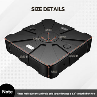 Weather-Resistant HDPE Patio Umbrella Base Square Outdoor Umbrella Stand