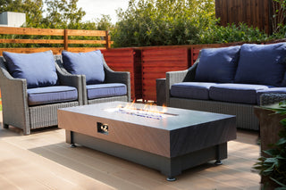 60-INCH FIRE PIT TABLE,Stone Outdoor Gas Fire Pit Table with Rain cover,Rectangular Heater for Patio, Backyard, Deck, Outdoor Modern Patio Fire Pit