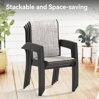2-Piece Outdoor Patio Chairs – All-Weather Metal Dining Chairs for Garden & Poolside, Black or Cream Frame