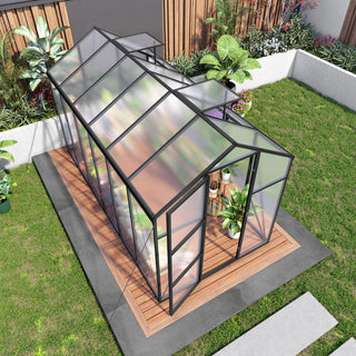 Walk-In Outdoor Polycarbonate Greenhouse with Aluminum Frame – Adjustable Vents, Lockable Door & UV Protection for Backyard