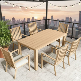 23" All-Weather Aluminum Patio Dining Chairs with Gray Cushions and Khaki/Gray Frame