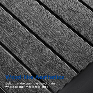 All-Weather Aluminum Outdoor Coffee Table, Modern Coffee Table for Outside, Rectangle Patio Coffee Table-White/Black