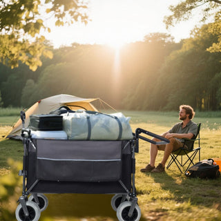 300L XL Folding Wagon Cart with Beach Wheels, Heavy-Duty Push-Pull Utility Wagon for Camping, Beach & Garden