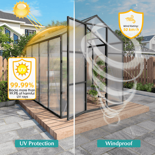 Walk-In Polycarbonate Greenhouse with Raised Base & Anchor Kit – Heavy-Duty Aluminum Greenhouse for Outdoor Backyard, All Seasons