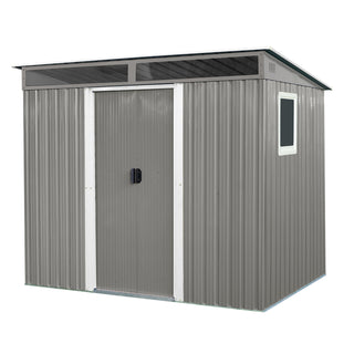 8X6 FT Outdoor Metal Storage Shed with Window,Transparent plate and lockable sliding door for Garden, Lawn