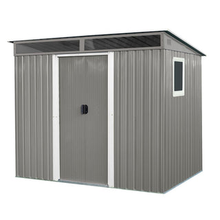 8X6 FT Outdoor Metal Storage Shed with Window,Transparent plate and lockable sliding door for Garden, Lawn