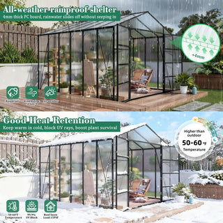 New-Design Walk-In Polycarbonate Greenhouse with Heavy-Duty Aluminum Frame – All-Season Garden & Backyard Greenhouse