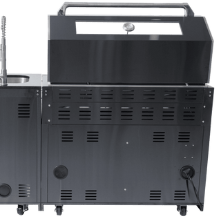 Mondawe 43-Inch 6-Burner 85,000 BTU Outdoor Kitchen Gas Grill Island with Infrared Rear Burner, Rotisserie Kit, Granite Countertop & Storage