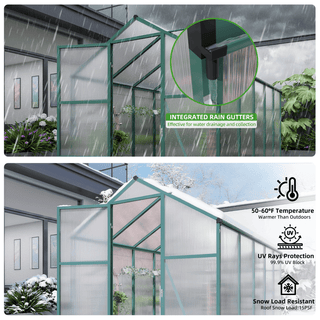 Walk-In Polycarbonate Greenhouse with Raised Base & Anchor Kit – Heavy-Duty Aluminum Greenhouse for Outdoor Backyard, All Seasons