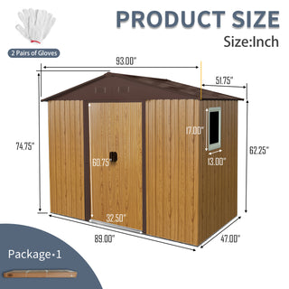 8X4 FT Outdoor Metal Storage Shed with Window and Metal Foundation for Backyard, Patio, Lawn