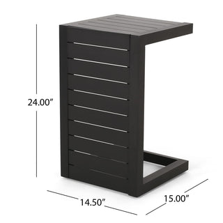 Modern Outdoor C-Shaped Side Table For Patio And Poolside