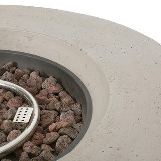 Outdoor 50,000 BTU Round MgO Concrete Propane Fire Pit, Light Gray/Dark Gray  (Tank Cover not Included)