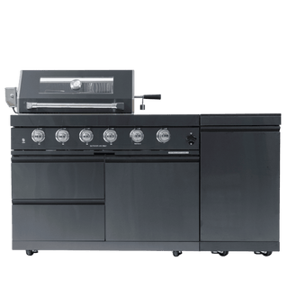 46" Outdoor Kitchen Grill Island with 4-Burner 72,000 BTU BBQ, Side Burner, Rotisserie & Granite Countertop