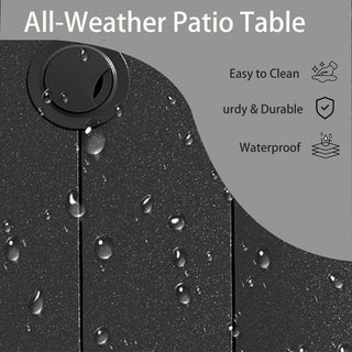 Outdoor Round Patio Dining Table for 6-7 – All-Weather Metal Table with Umbrella Hole for Deck, Lawn & Garden