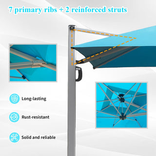 Aluminum Cantilever Patio Umbrella with Tilt Function – Outdoor Offset Market Umbrella for Backyard, Deck & Pool (Base Not Included)
