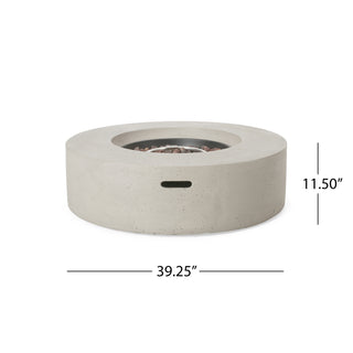 Outdoor 50,000 BTU Round MgO Concrete Propane Fire Pit, Light Gray/Dark Gray  (Tank Cover not Included)