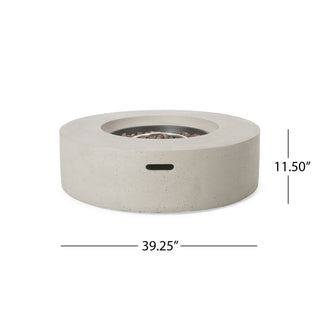 Outdoor 50,000 BTU Round MgO Concrete Propane Fire Pit, Light Gray/Dark Gray  (Tank Cover not Included)