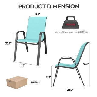6-Piece Outdoor Patio Dining Chairs Set, Ergonomic Wide Seats, Waterproof Teslin Fabric & Rust-Resistant Metal Frame, 350 lbs Capacity