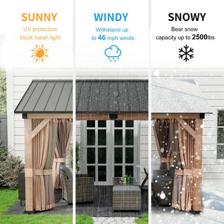 13X11 FT Patio Gable Roof Hardtop Gazebo Aluminium Frame Galvanized Steel Top