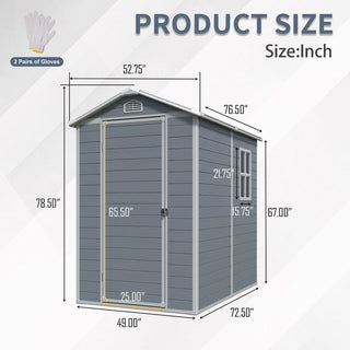 Resin Outdoor Storage Shed Plastic Garden Sheds with Floor and Lockable Door for Backyard, Lawn, Grey
