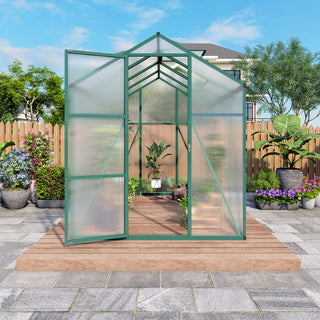 Walk-In Polycarbonate Greenhouse with Raised Base & Anchor Kit – Heavy-Duty Aluminum Greenhouse for Outdoor Backyard, All Seasons