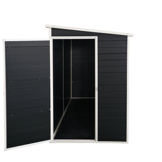 8x4 FT Outdoor Resin Garden Shed with Floor and 2 Windows, Plastic Patio Outdoor Storage Shed with Lockable Door for Garden Tools, Bicycles, Trash Cans, Black