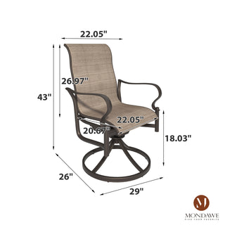 5-Piece Outdoor Patio Dining Set – 48" Round Table with Umbrella Hole & 4 Swivel Rocking Chairs, Rust-Resistant Aluminum