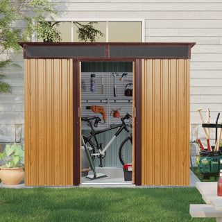 8X6 FT Outdoor Metal Storage Shed with Lockable Sliding Doors and Transparent Roof Panel, Perfect for Garden and Lawn Equipment
