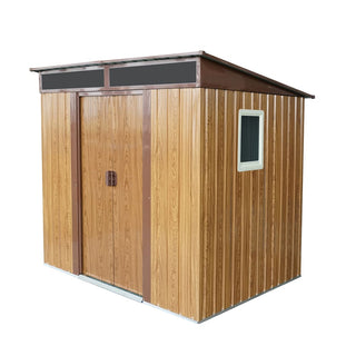 6X5 FT Steel Outdoor Storage Shed with Window and Clear Roof Panel, Rustproof Equipment Shed for Garden & Patio