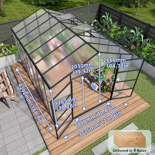 New-Design Walk-In Polycarbonate Greenhouse with Heavy-Duty Aluminum Frame – All-Season Garden & Backyard Greenhouse