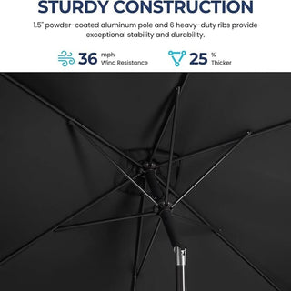 6.5X10 FT Rectangular Patio Umbrella with Crank, Tilt, Polyester UV-Resistant Without base