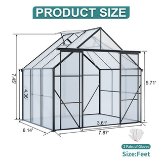 Double Door Polycarbonate Greenhouse Raised Base and Anchor Aluminum Heavy Duty Walk-in Greenhouses for Outdoor Backyard in All Season
