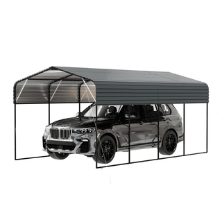 11x19 FT Heavy Duty Metal Carport with Galvanized Steel Roof & Black Powder-Coated Frame for Car, Truck & Outdoor Protection