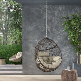 Outdoor Teardrop Swing Chair With Polyethylene Rattan And Cushions