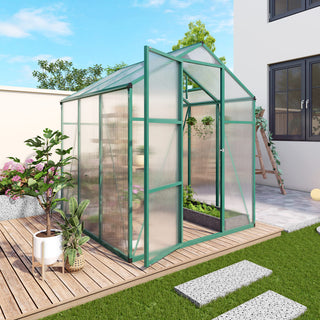 Walk-In Polycarbonate Greenhouse with Raised Base & Anchor Kit – Heavy-Duty Aluminum Greenhouse for Outdoor Backyard, All Seasons