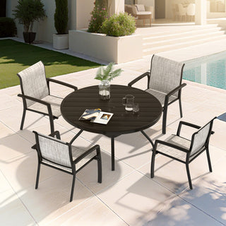 5-Piece Outdoor Dining Set with 4 Stackable Metal Chairs & 40.6" Round Metal Table