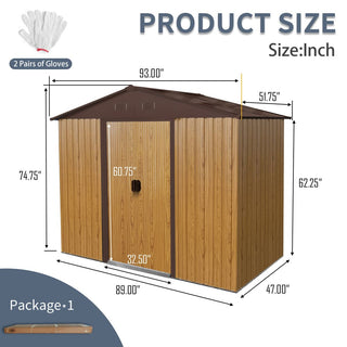 8X4 FT Outdoor Metal Storage Shed with Sliding Door and Foundation, Weatherproof Garden Tool Organizer for Backyard & Patio