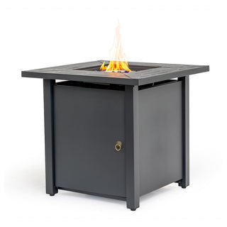 30" Propane Gas Fire Pit Table, 50000 BTU Square Steel Fire Pit for Outside Patio Deck Garden Backyard-Black