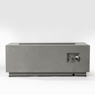 42" Propane Gas Fire Pit Table 2-Pieces, 50000 BTU Rectangular Steel Fire Pit with Glass Wind Guard for Outside Patio Deck Garden Courtyard -Light Gray