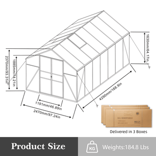 New-Design Walk-In Polycarbonate Greenhouse with Heavy-Duty Aluminum Frame – All-Season Garden & Backyard Greenhouse