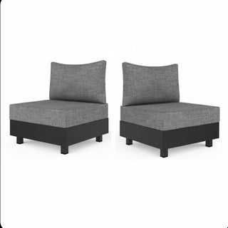 2-Piece Gray Aluminum Modular Armless Chairs for Pool Garden Balcony Porch (Set of 2)