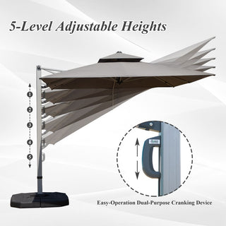 Aluminum Cantilever Patio Umbrella with Tilt Function – Outdoor Offset Market Umbrella for Backyard, Deck & Pool (Base Not Included)