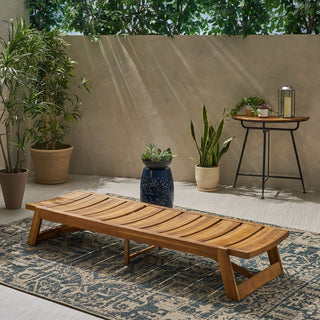 Outdoor Adjustable Lounge Chair With Acacia Wood Frame